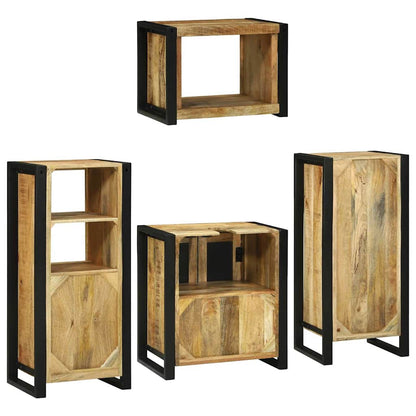 Badezimmermöbel-Set mit Regal 4 pcs Braun Massives Mangoholz