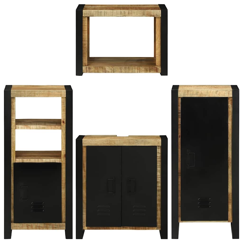 Badezimmermöbel-Set mit Regal 4 pcs Braun Massives Mangoholz