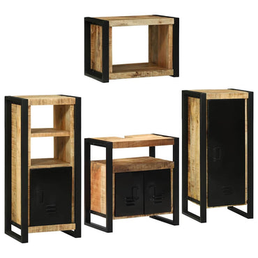 vidaXL Badezimmermöbel-Set mit Regal 4 pcs Braun Massives Mangoholz