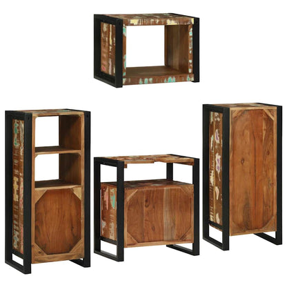 vidaXL Badezimmermöbel-Set mit Regal 4 pcs Mehrfarbig Massives Altholz