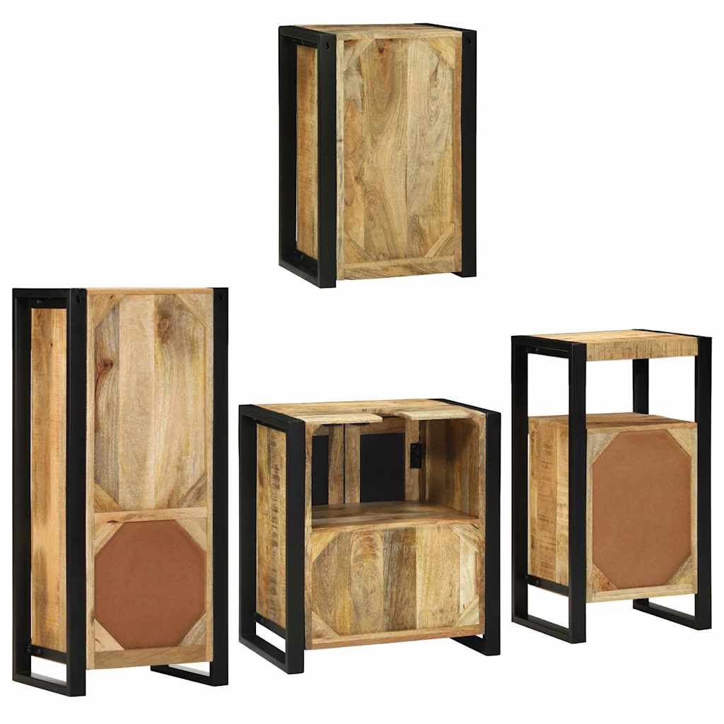 vidaXL Badezimmermöbel Set Wandmontiert 4 pcs Braun Massivholz Mango