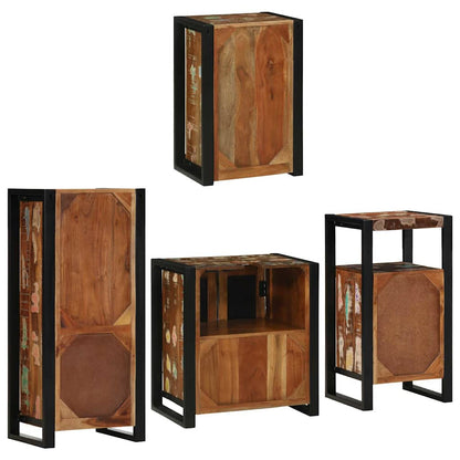 vidaXL Badezimmermöbel-Set mit Regal 4 pcs Mehrfarbig Massives Altholz