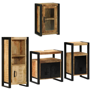 vidaXL Badezimmermöbel Set Wandmontiert 4 pcs Braun Massivholz Mango