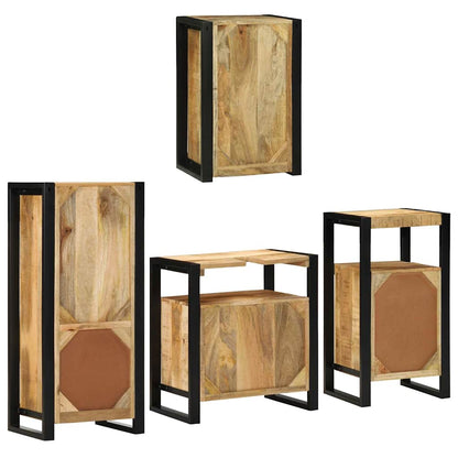 vidaXL Badezimmermöbel Set Wandmontiert 4 pcs Braun Massivholz Mango