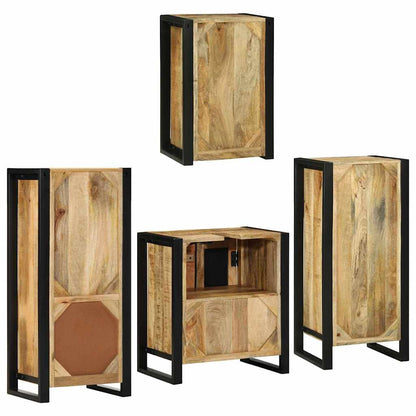vidaXL Badezimmermöbel Set Wandmontiert 4 pcs Braun Massivholz Mango