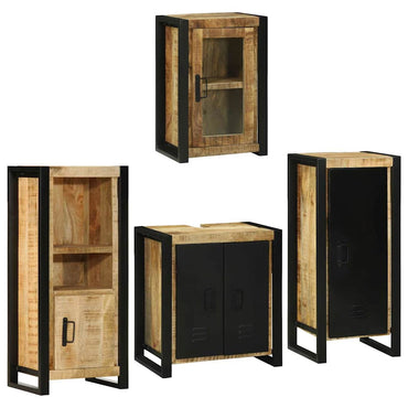 vidaXL Badezimmermöbel Set Wandmontiert 4 pcs Braun Massivholz Mango