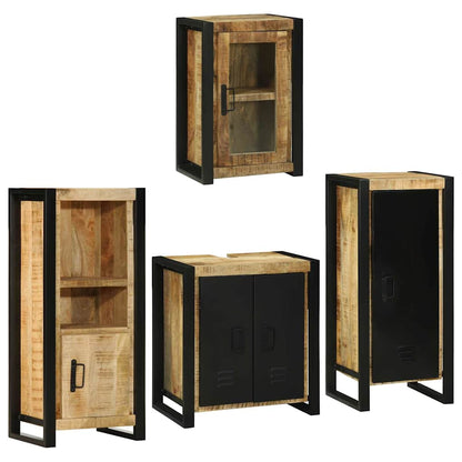 vidaXL Badezimmermöbel Set Wandmontiert 4 pcs Braun Massivholz Mango