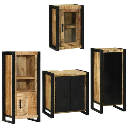 vidaXL Badezimmermöbel Set Wandmontiert 4 pcs Braun Massivholz Mango