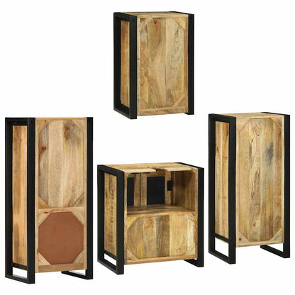 vidaXL Badezimmermöbel Set Wandmontiert 4 pcs Braun Massivholz Mango