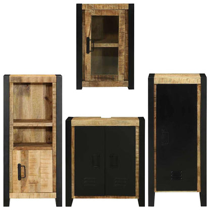 vidaXL Badezimmermöbel Set Wandmontiert 4 pcs Braun Massivholz Mango