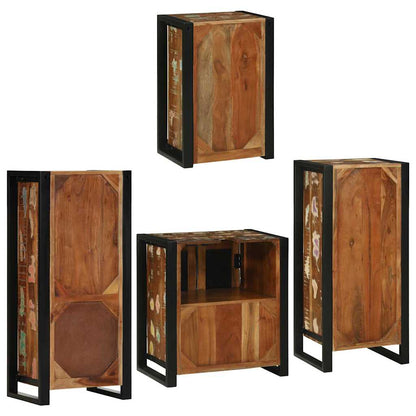 vidaXL Badezimmermöbel-Set mit Regal 4 pcs Mehrfarbig Massives Altholz