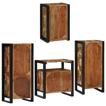 vidaXL Badezimmermöbel-Set mit Regal 4 pcs Mehrfarbig Massives Altholz