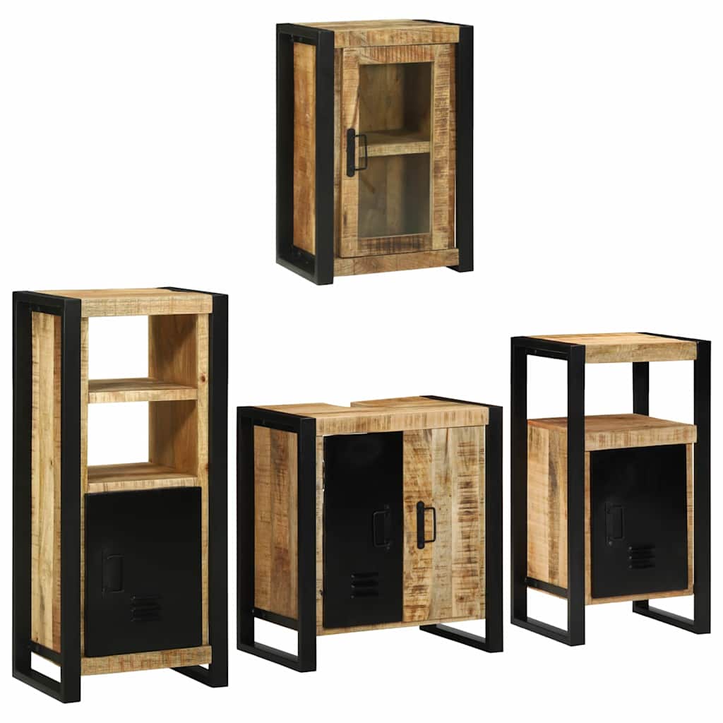 vidaXL Badezimmermöbel-Set mit Regal 4 pcs Braun Massivholz Mango