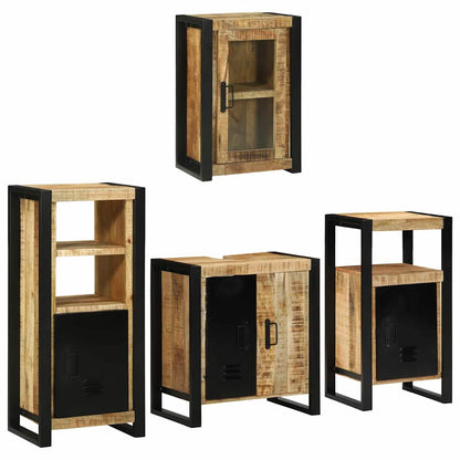 vidaXL Badezimmermöbel-Set mit Regal 4 pcs Braun Massivholz Mango