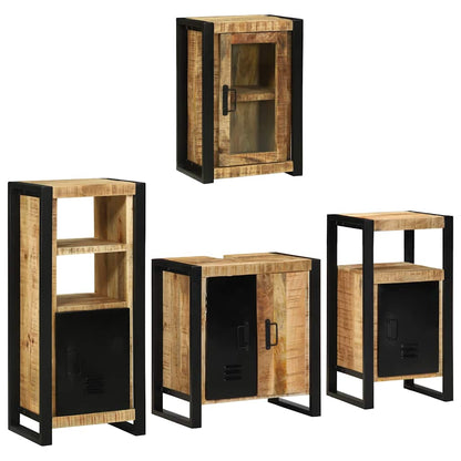 vidaXL Badezimmermöbel-Set mit Regal 4 pcs Braun Massivholz Mango