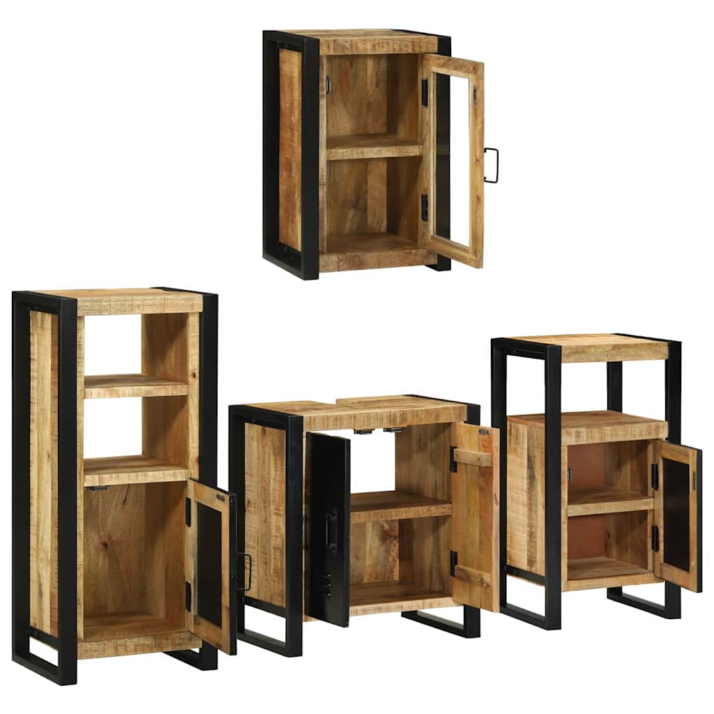 vidaXL Badezimmermöbel-Set mit Regal 4 pcs Braun Massivholz Mango