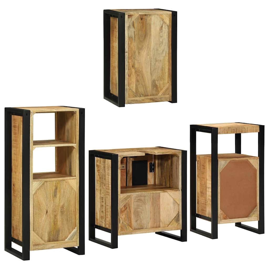 vidaXL Badezimmermöbel-Set mit Regal 4 pcs Braun Massivholz Mango