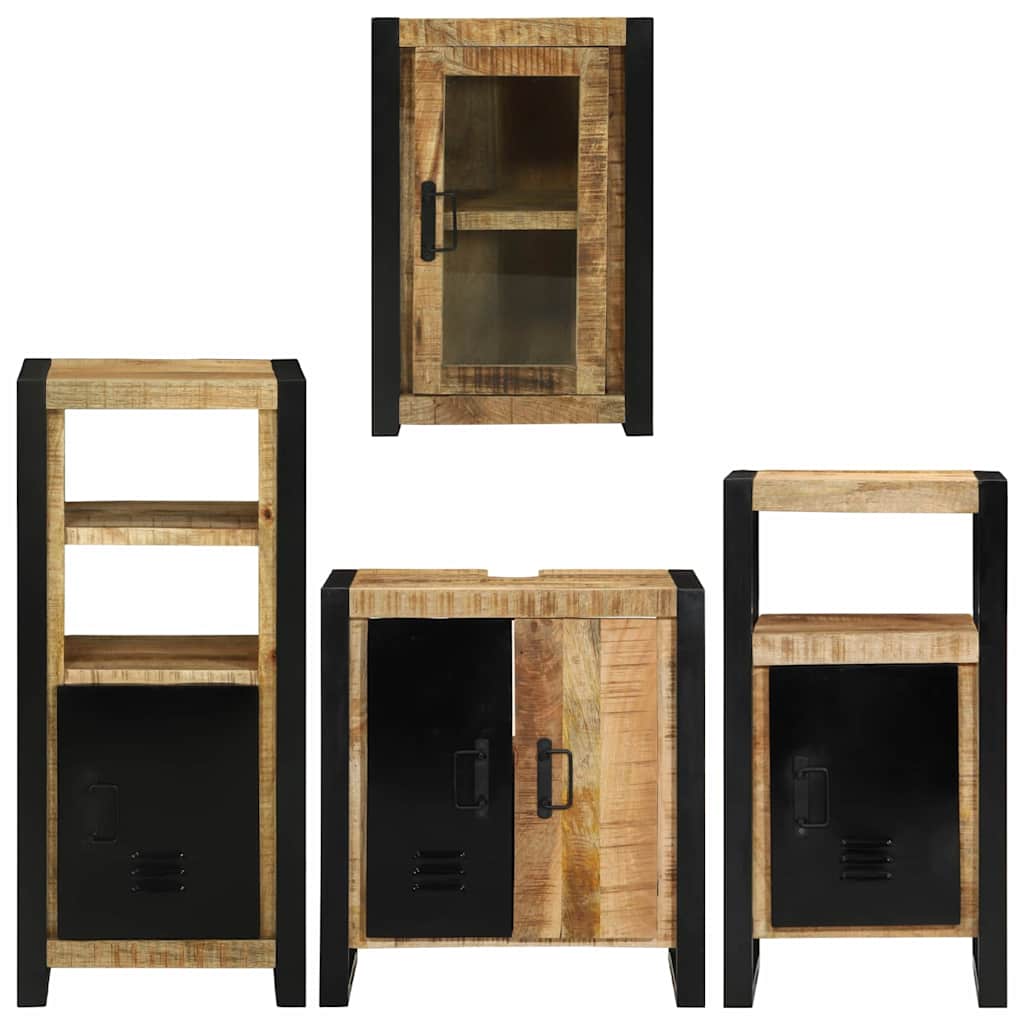 vidaXL Badezimmermöbel-Set mit Regal 4 pcs Braun Massivholz Mango