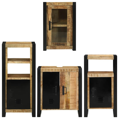 vidaXL Badezimmermöbel-Set mit Regal 4 pcs Braun Massivholz Mango