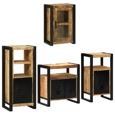 vidaXL Badezimmermöbel-Set mit Regal 4 pcs Braun Massivholz Mango