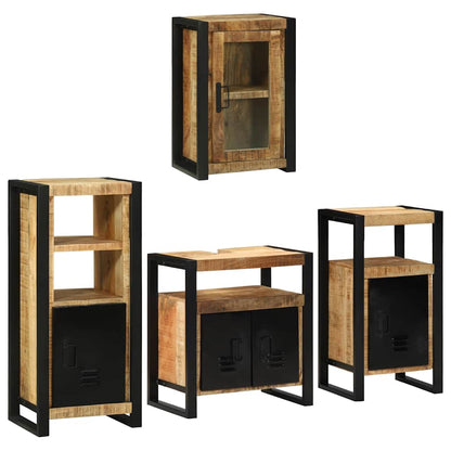 Badezimmermöbel-Set mit Regal 4 pcs Braun Massivholz Mango
