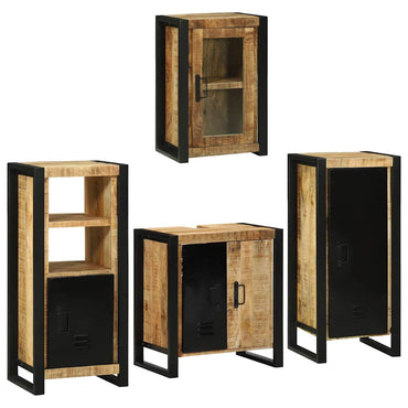 vidaXL Badezimmermöbel-Set mit Regal 4 pcs Braun Massivholz Mango
