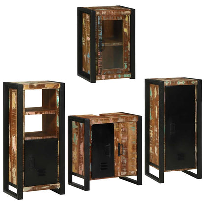 vidaXL Badezimmermöbel-Set mit Regal 4 pcs Mehrfarbig Massives Altholz