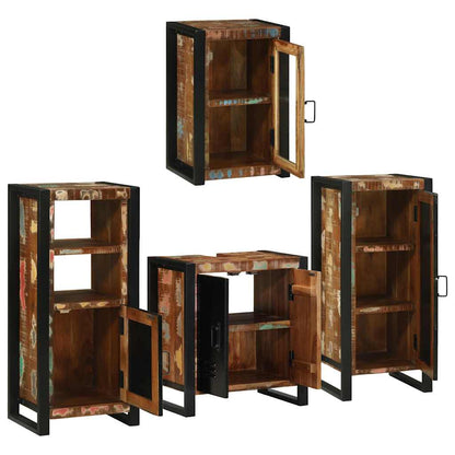 vidaXL Badezimmermöbel-Set mit Regal 4 pcs Mehrfarbig Massives Altholz
