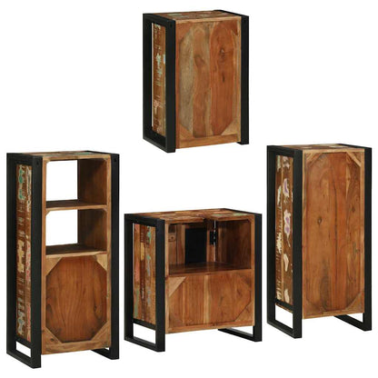vidaXL Badezimmermöbel-Set mit Regal 4 pcs Mehrfarbig Massives Altholz