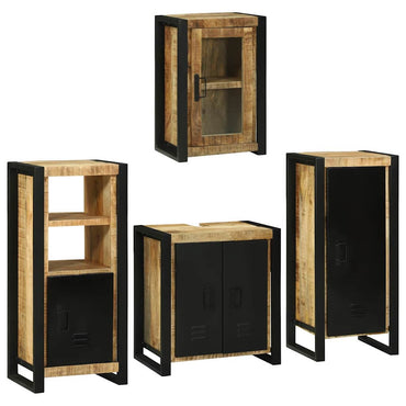 vidaXL Badezimmermöbel-Set mit Regal 4 pcs Braun Massivholz Mango