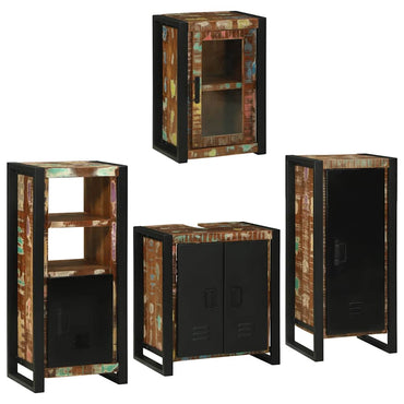 vidaXL Badezimmermöbel-Set mit Regal 4 pcs Mehrfarbig Massives Altholz