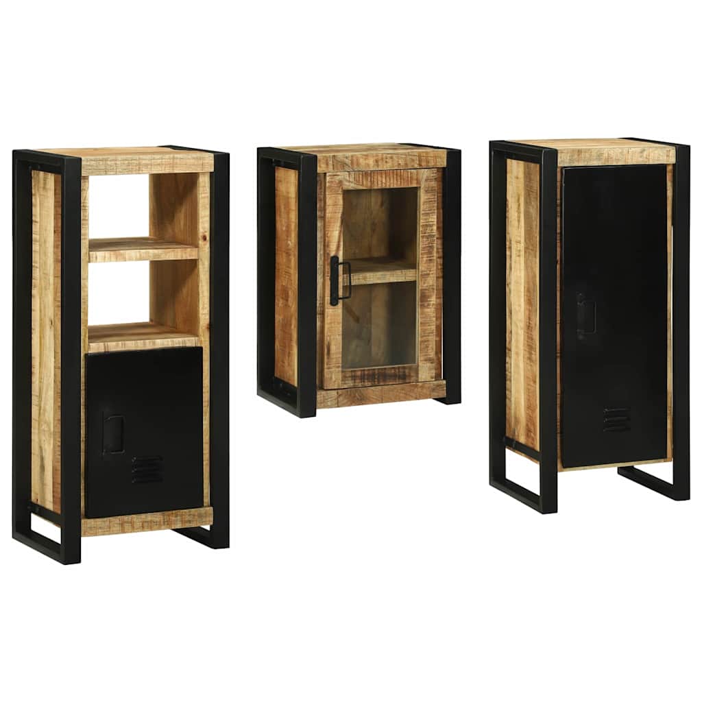 vidaXL Badezimmermöbel-Set mit Regal 3 pcs Braun Massivholz Mango