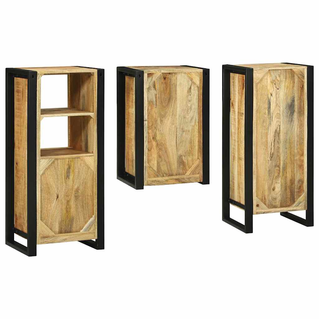 vidaXL Badezimmermöbel-Set mit Regal 3 pcs Braun Massivholz Mango