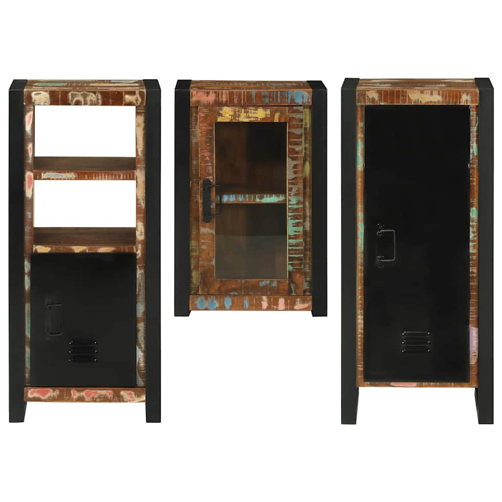 vidaXL Badezimmermöbel-Set mit Regal 3 pcs Mehrfarbig Massives Altholz