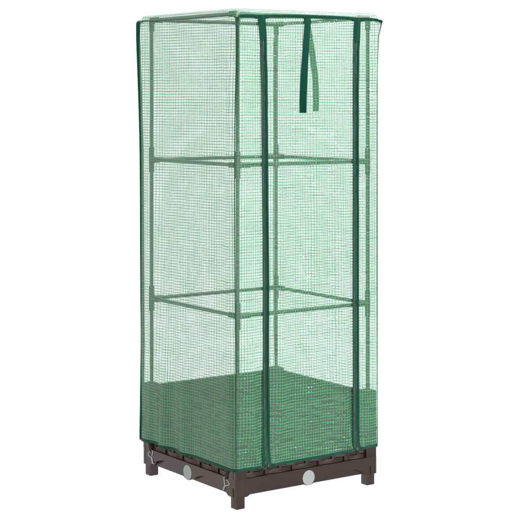 vidaXL Hochbeet mit Gewächshaus-Aufsatz Rattan-Optik 40x40x123 cm