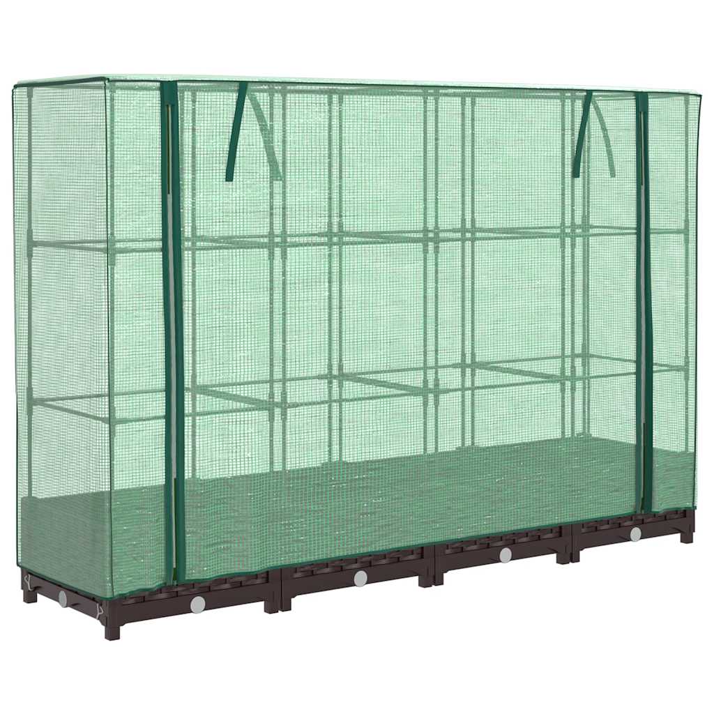 vidaXL Hochbeet mit Gewächshaus-Aufsatz Rattan-Optik 160x40x123 cm