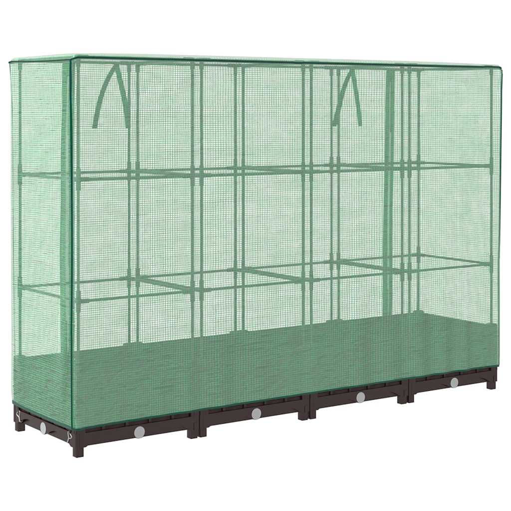 vidaXL Hochbeet mit Gewächshaus-Aufsatz Rattan-Optik 160x40x123 cm