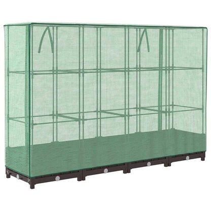 vidaXL Hochbeet mit Gewächshaus-Aufsatz Rattan-Optik 160x40x123 cm