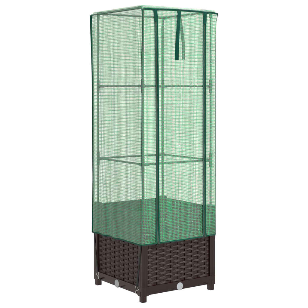 vidaXL Hochbeet mit Gewächshaus-Aufsatz Rattan-Optik 40x40x139 cm