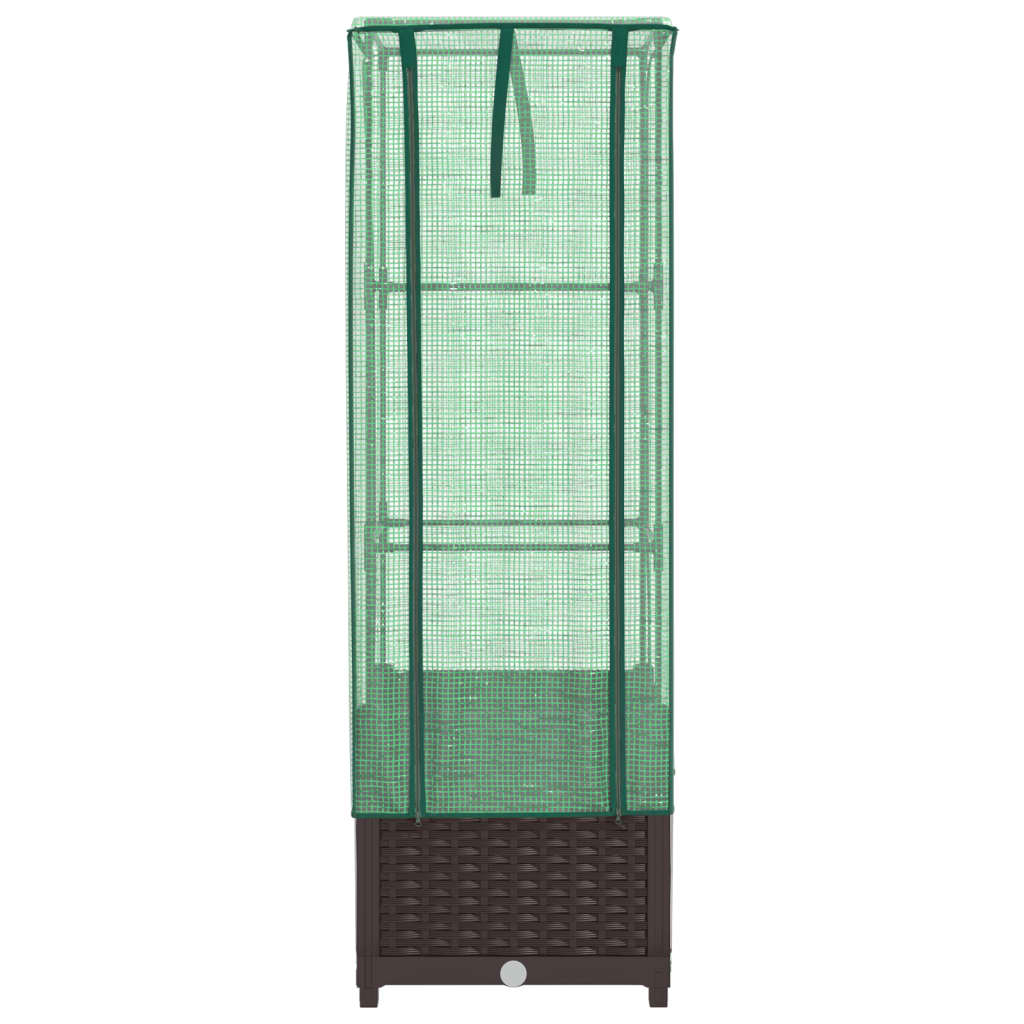 vidaXL Hochbeet mit Gewächshaus-Aufsatz Rattan-Optik 40x40x139 cm