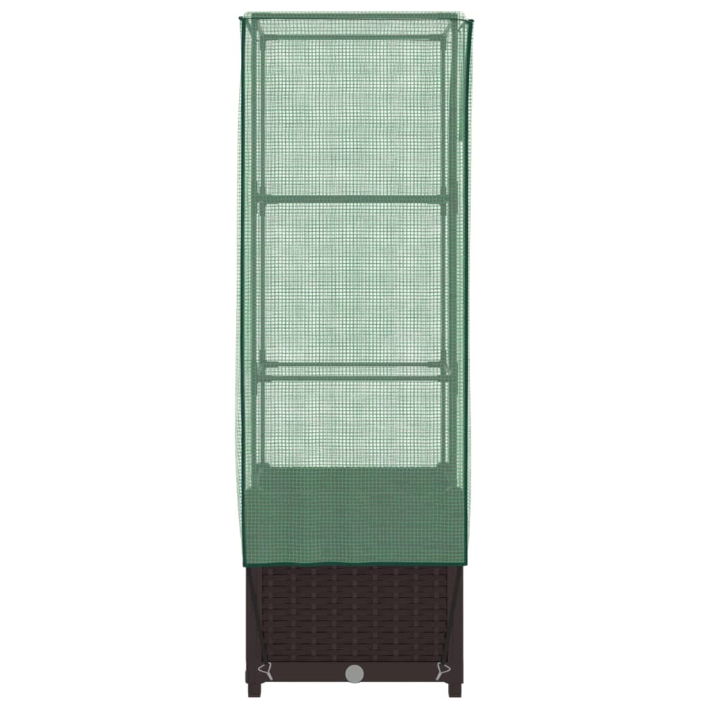 vidaXL Hochbeet mit Gewächshaus-Aufsatz Rattan-Optik 40x40x139 cm