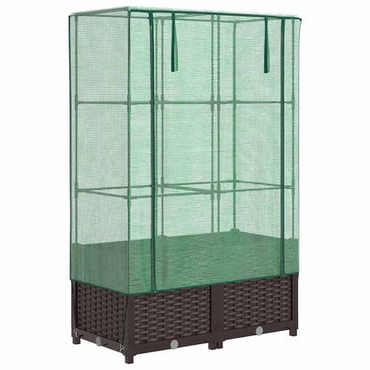vidaXL Hochbeet mit Gewächshaus-Aufsatz Rattan-Optik 80x40x138 cm