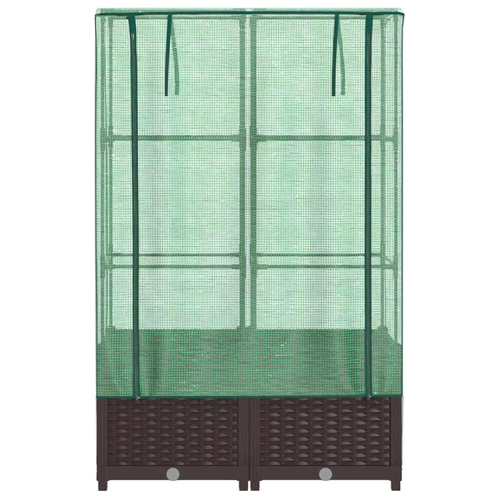 vidaXL Hochbeet mit Gewächshaus-Aufsatz Rattan-Optik 80x40x138 cm