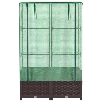 vidaXL Hochbeet mit Gewächshaus-Aufsatz Rattan-Optik 80x40x138 cm