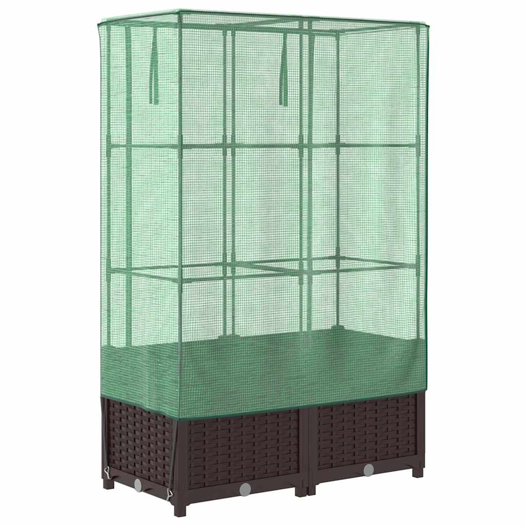 vidaXL Hochbeet mit Gewächshaus-Aufsatz Rattan-Optik 80x40x138 cm