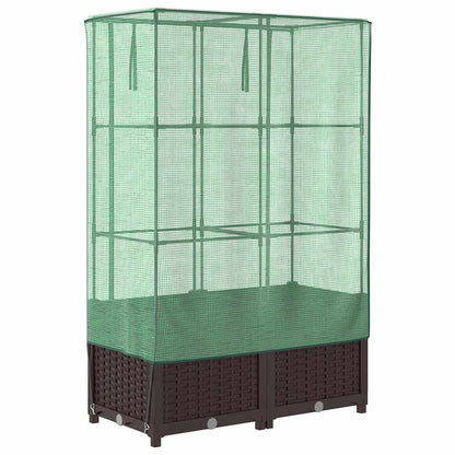 vidaXL Hochbeet mit Gewächshaus-Aufsatz Rattan-Optik 80x40x138 cm