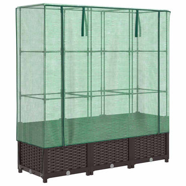 vidaXL Hochbeet mit Gewächshaus-Aufsatz Rattan-Optik 120x40x138 cm