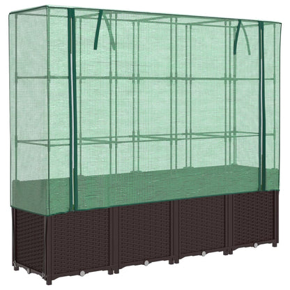 vidaXL Hochbeet mit Gewächshaus-Aufsatz Rattan-Optik 160x40x153 cm