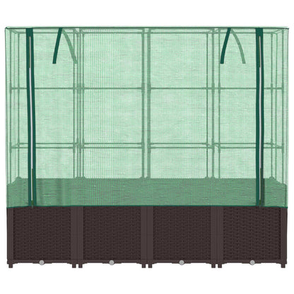 vidaXL Hochbeet mit Gewächshaus-Aufsatz Rattan-Optik 160x40x153 cm