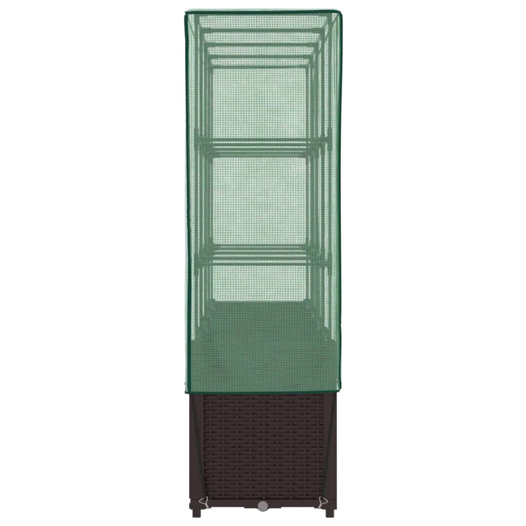 vidaXL Hochbeet mit Gewächshaus-Aufsatz Rattan-Optik 160x40x153 cm